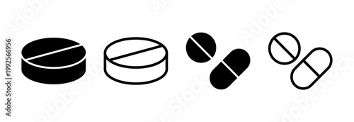 Pills icon vector illustration. capsule icon. Drug sign and symbol