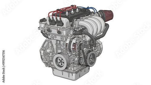 Car Engine Close Up.