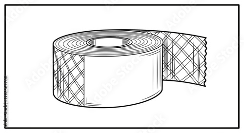 Roll of Adhesive Tape with Patterned Edge and Blank Label