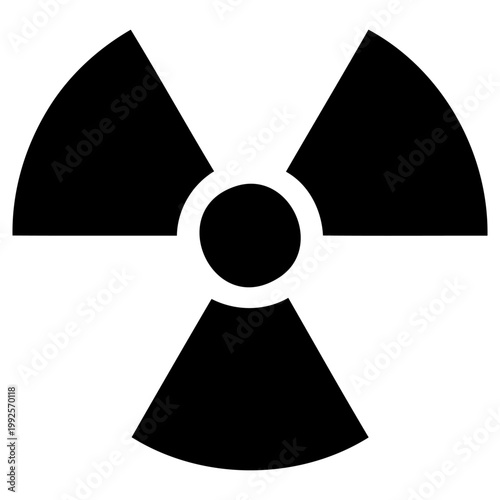 Radioactive hazard warning sign vector illustration, a classic trefoil graphic design representing atomic energy and potential danger.