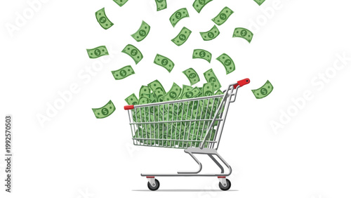 Shopping Cart with Money.