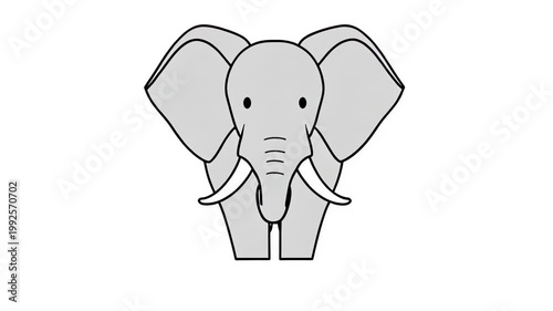 Cute Cartoon Elephant Head Animation Blinking and Moving Trunk