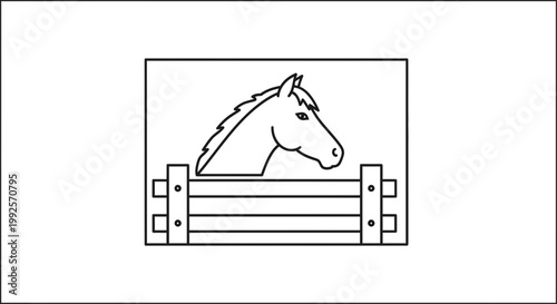 Horse Head in Stable Stall, Equestrian Animal Portrait, Farm Livestock
