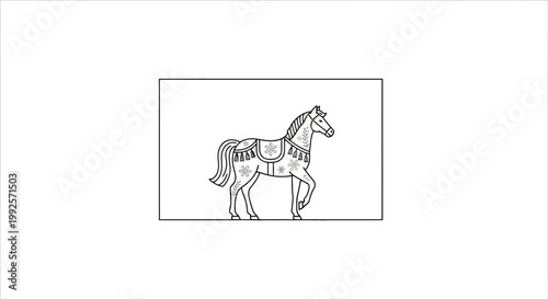 Elegant Horse Illustration with Festive Saddle Blanket