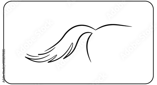 Elegant Horse Mane Flowing in Wind, Minimalist Line Art