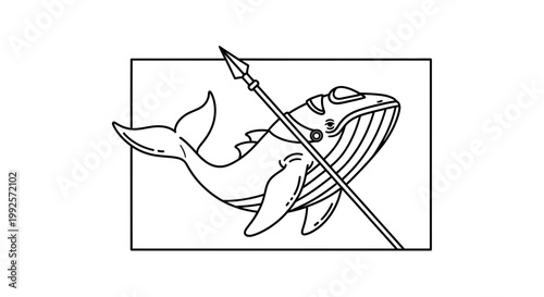 Whale with Spear, Mythical Sea Creature, Ancient Warrior, Ocean Adventure