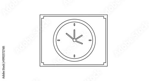 Simple Clock Face Outline Icon, Time Management Concept