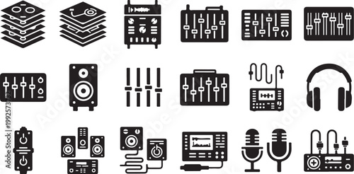 Audio equipment and music technology icon set collection
