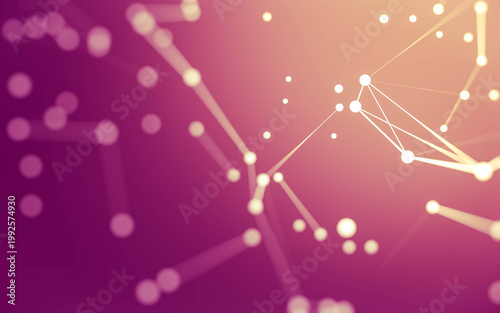 Abstract background. Molecules technology with polygonal shapes, connecting dots and lines. Connection structure. Big data visualization.