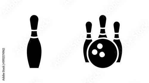 Bowling icon set vector. bowling ball and pin sign and symbol.