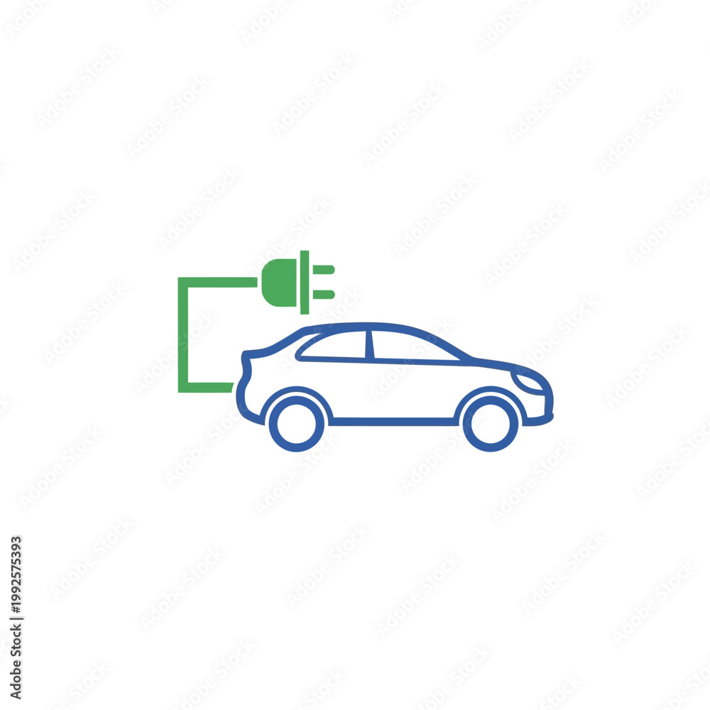 Fototapeta premium Electric car charging with green plug.