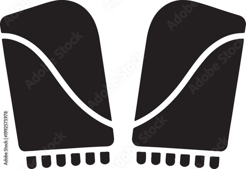 Stylized minimalist graphic illustration of abstract black footwear or shoe soles