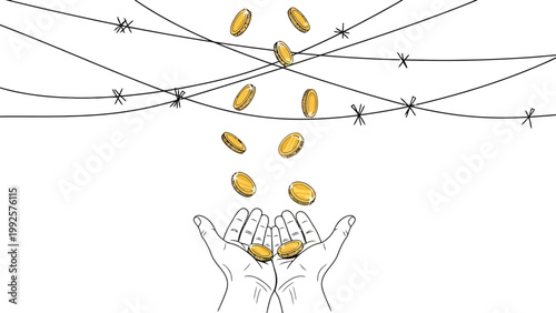 Hands Catching Falling Pills.