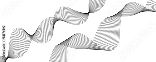 Minimalist Abstract Wave Background with Parallel Black Flowing Lines on White