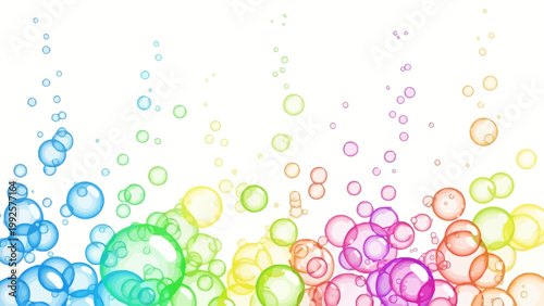 Rainbow Bubbles Floating Upwards.