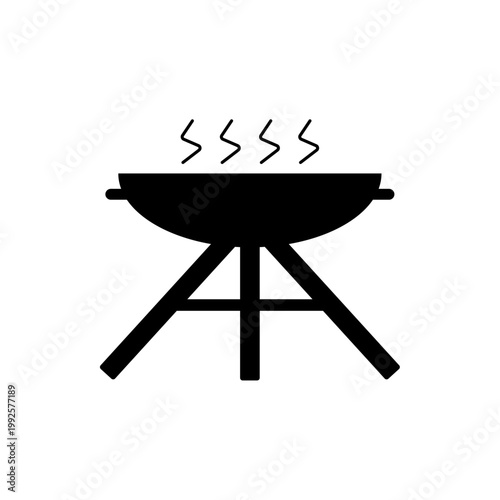 Barbecue grill icon, vector silhouette isolated on white background. Simple and modern design.