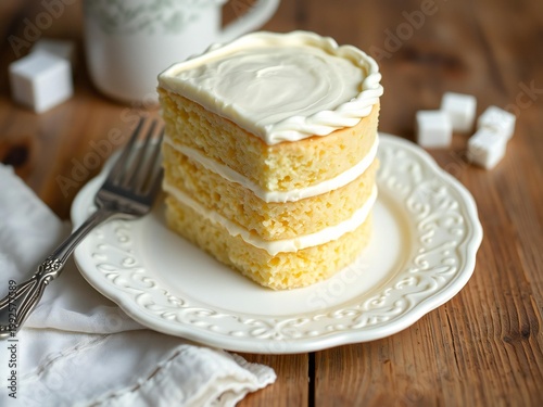 A beautifully layered stack of fluffy pancakes with a touch of green garnish