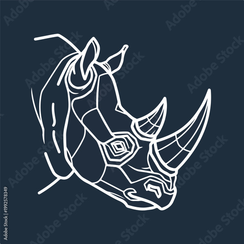 Rhino Head Outline Illustration.