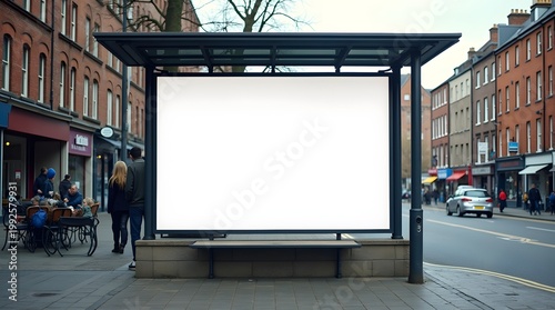 Blank Billboard in Bus Stop in Old Town