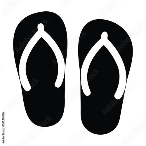 Classic pair flip flops top view silhouette vector