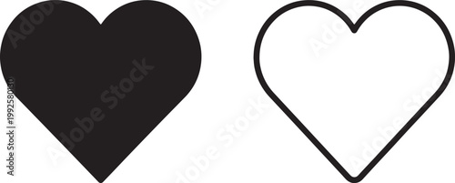 Web, Heart shape solid and outline icons for love and healthcare symbol.