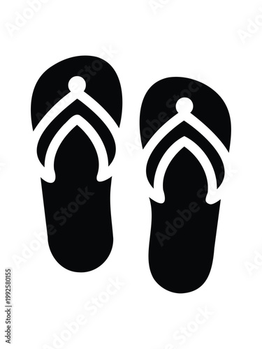 Flip flops in sand impression silhouette vector