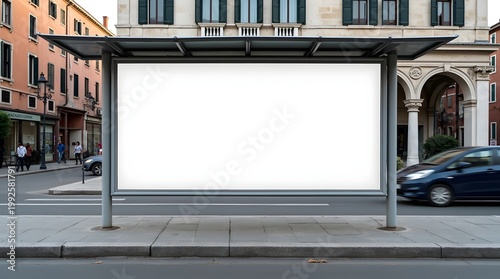 Blank Billboard in Bus Stop in Venice
