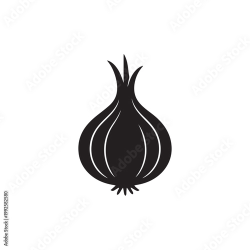 Food onion icon silhouette vector design art illustration