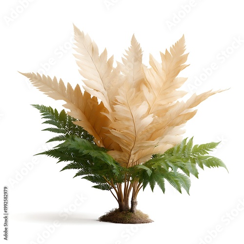 Elegant Arrangement of Dried Fern Leaves and Green Foliage in a Minimalist Style