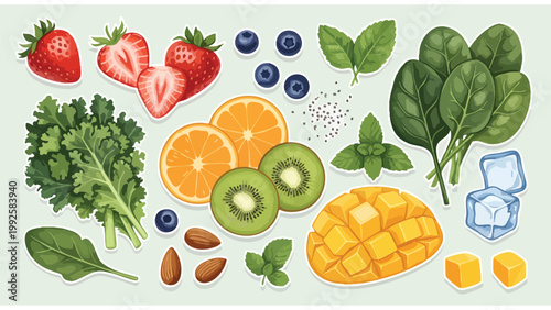 Fresh Smoothie Ingredients & Healthy Recipe Elements - Food Photography