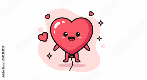 Cute Cartoon Heart Character with Friendly Smile.