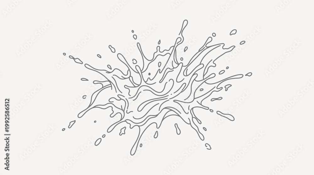 Naklejka premium Black and white hand drawn liquid water splash illustration.