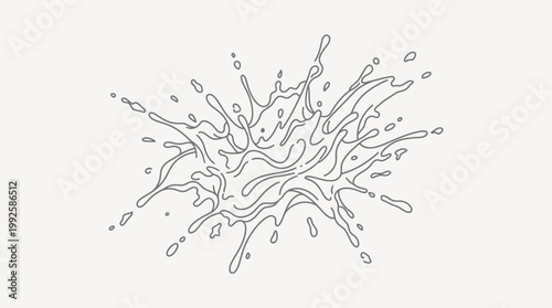 Black and white hand drawn liquid water splash illustration.