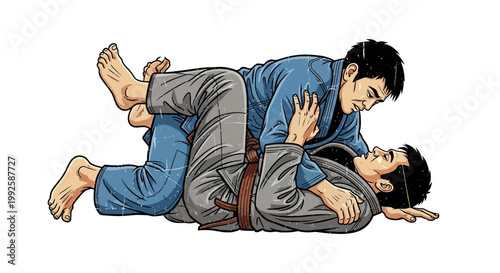 Martial Arts Grappling Technique Illustration