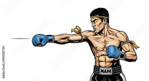 Thai Boxer Throwing Punch, Muay Thai Fighter, Martial Arts