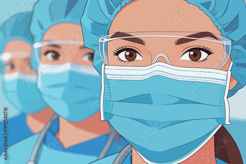 Health workers in masks and protective gear showing commitment to caring for patients during health crisis
