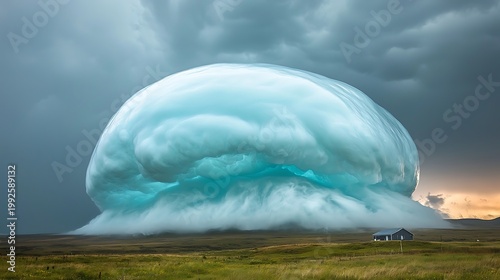 Majestic Lenticular Cloud Formation Over Rolling Hills Under Dramatic Sky