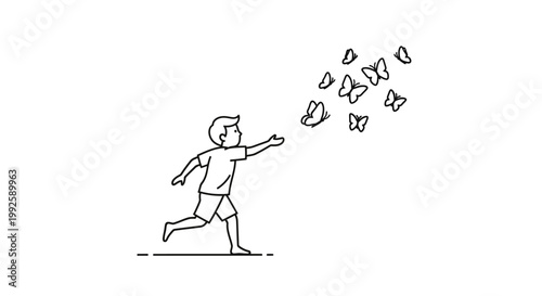 Man releasing butterflies from hand.