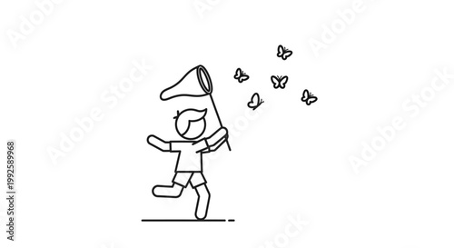 Cartoon man with megaphone attracting butterflies.