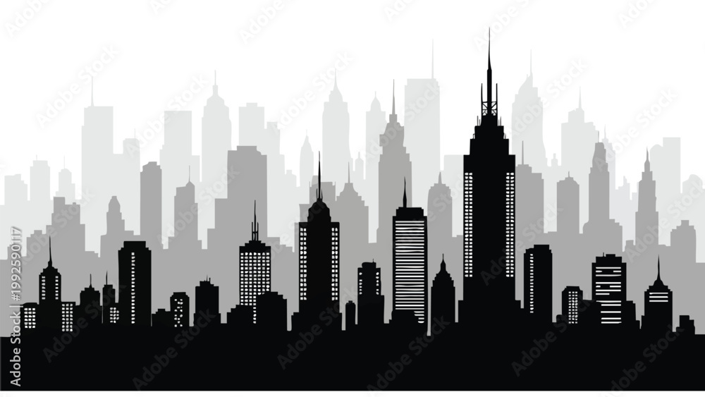 Fototapeta premium Modern City Skyline Silhouette for Business & Urban Design Projects