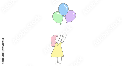 Little girl with pink hair balloons.