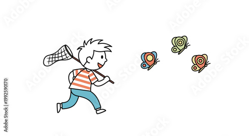 Boy playing badminton with shuttlecocks.