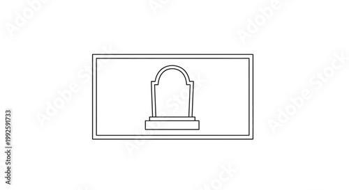 Simple tombstone icon on a white background, minimalist cemetery symbol