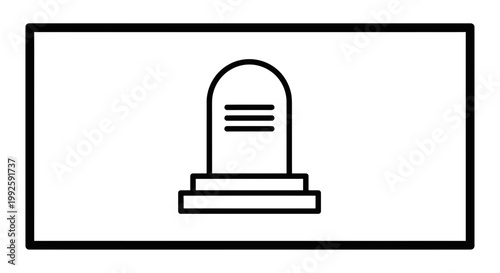 Simple Tombstone Icon on White Background, Funeral Memorial Symbol, Grave Marker Outline