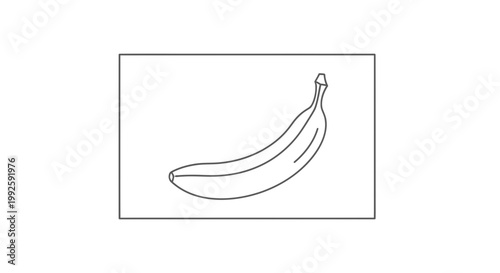 Simple Line Drawing of a Single Banana on a White Background