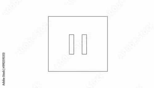 Minimalist outline of a power outlet with two vertical slots, simple design