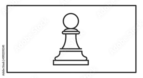 Minimalist Pawn Chess Piece Icon on White Background, Strategy and Game Concept