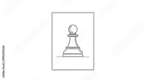 Minimalist Pawn Chess Piece Line Art Drawing on White Background
