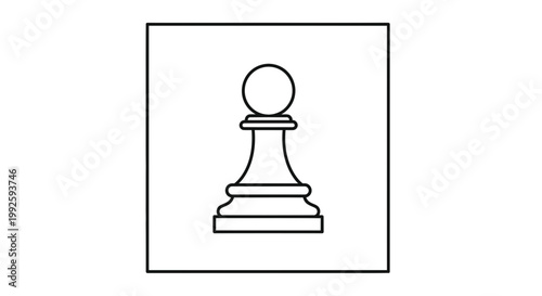Minimalist Chess Pawn Icon on White Background - Strategy and Game Symbol