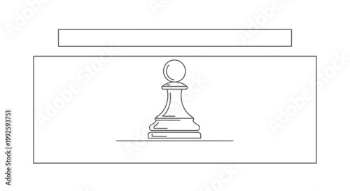 Minimalist Chess Pawn Icon on White Background, Strategy and Game Concept